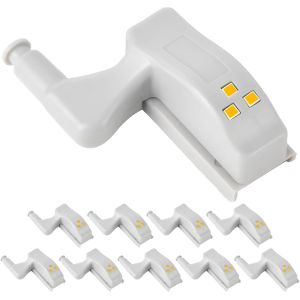 Lot De 10 Lumières Charnière Led Pour Charnière Porte Placard, Éclairage Spécial Avec Capteur Automatique, Lampe De Placard Sans Fil 12v, Lumière Cuisine, Chambre, Armoire, Led Pour Meuble - Neuf