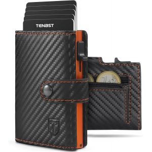 Portefeuille Homme En Fibre De Carbone | Porte Carte Bancaire Homme Avec Blocage Rfid | Portefeuilles Avec Compartiment À Billets & Monnaie | Porte-Cartes De Crédit Etui Carte Bancaire Anti - Neuf