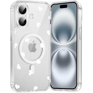 Maa-Coque Magnétique Pour Iphone 16 6,1"", Compatible Avec Magsafe, Transparente Fille Etui Avec Aesthetic Motif Coeur Dessin, Souple Silicone Mince Tpu Bumper Case Antichoc Protection Housse Cover - Neuf