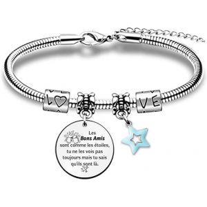 Kal-Meilleure Amie Bangle Pour Femmes Hommes Cadeaux D'anniversaire Bracelets Poignet Collègues Noël Bijoux Appréciation L'amitié Distance Obtention Diplôme Adieu Retraite Pierre Souvenir - Neuf