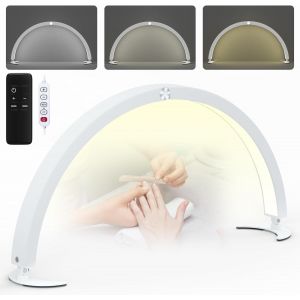 Lumière Demi Lune Ongle De 73 Cm, Lampe De Table Led Dotée D'un Bouton Et D'une Télécommande, 3 Modes De Couleur Et 10 Niveaux De Luminosité, Lampe De Beauté Pour Tatouage, Manucure, Faux-Cils (Blanc) - Neuf