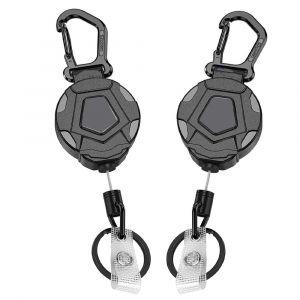 Lot De 2 Porte-Clés Rétractables, Porte-Badge Robuste Avec Mousqueton, Enrouleur De Badge Tactique Avec Cordon Rétractable En Acier 31,7 - Neuf