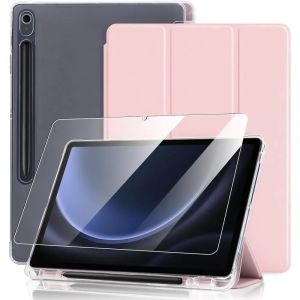 Coque + Verre Trempé Pour Samsung Galaxy Tab S9 Fe / S10 Fe (10,9 Pouces) Protection Avec Porte-Stylet - Rose - Neuf