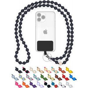KALANKA-Cha&icirc;ne Universelle en Perles de Bois pour t&eacute;l&eacute;phones Portables, cha&icirc;ne - Compatible avec Tous Les Smartphones: iPhone 15, 14, 13, 12, 11, X, Samsung Galaxy (sans &eacute;tui) - Neuf