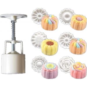 Jexnovashop-Lot De 6 Moules &Agrave; G&acirc;teau En Forme De Lune, Moule &Agrave; G&acirc;teau En Forme De Fleur, Moule &Agrave; Motif 3d, Pour Festival De La Mi-Automne, Outil De P&acirc;tisserie Press&eacute; &Agrave; La Main, 50 G - Neuf