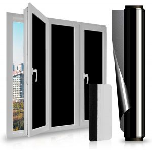 KALANKA-Film Occultant Fenêtre Noir, Film Fenetre Anti Regard Miroir, Film Opaque pour Vitre Anti UV pour Bureau Maison Salle de Bain Chambre(60 * 400CM) - Neuf