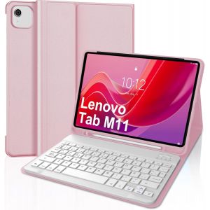 Étui De Clavier Pour Lenovo Tab M11 11"" 2024, Clavier Pour Tablette Lenovo Tab M11, Magnétique Amovible Avec Disposition Qwertz (Rose) - Neuf