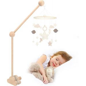 Eryi-Support Mobile Bebe Bois, Support Pour Mobile Bébé Réglable En Hauteur, Idéal Pour Lit De Bébé Et Table À Langer, Suspension Carillons Éoliens Et Décoration Pour Chambre Fille Et Garçon - Neuf