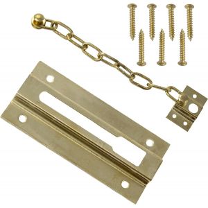 ChenQuanSarl-C59631 - Chaîne De Sécurité 90 Mm - Verrou Entrebâilleur À Chaînette Pour Porte - Couleur Laiton - Targette Antivol Mécanisme De Protection Serrure - En Acier - Neuf