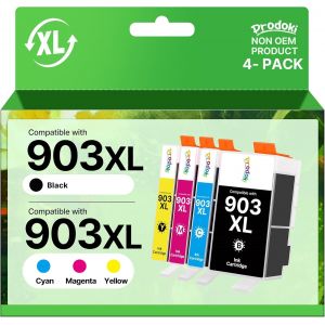 903XL Cartouches d'encre Remplacement pour Cartouche HP 903 XL pour Cartouche HP Officejet 6950 6960, pour HP Officejet Pro 6960 6970 Imprimante (pack de 4 cartouches, Noir Cyan Magenta Jaune) - Neuf