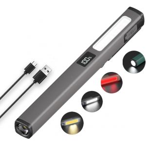 Lampe torche LED rechargeable, lampe de poche avec COB Bright Torches, petite lampe de poche pour la maison, la voiture, les urgences, lampe de poche avec charge USB-C, 6 modes d'&eacute;clairage, &eacute;cran LCD - Neuf