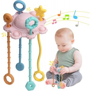 Montessori Toy-Baby Games for Fine Motor Skills,100% Food Grade Silicone with Built-in Rattle Function and Easy Clean Design (Powdered) - Neuf