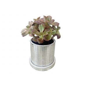 Pot De Fleurs Boule Disco Avec Base Miroir Vase En C&eacute;ramique - Neuf