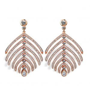 Boucles D'oreilles En M&eacute;tal De Mode De Style Europ&eacute;en Feuille En Forme De Goutte D'oreille En Cuivre Avec Strass (Or) - Neuf