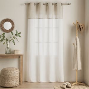 Voilage Blanc Effet Lin Bi-Ton Tamisant - Neuf