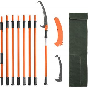 VornixorSarlshopScie &agrave; &Eacute;laguer T&eacute;lescopique 2,24-8,24 m Scie &agrave; Perche Extensible avec Lame en Acier Tranchant Scie d'&Eacute;lagage avec 8 Poteaux en Fibre de Verre Coupe Branches Hautes pour &Eacute;lagage Palmie - Neuf