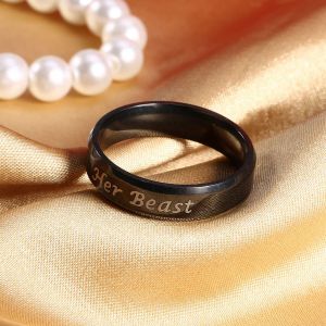Bague Tendance En Acier Titane Pour Homme Et Femme, Bijou Avec Lettres Decoratives (Noir 7) - Neuf