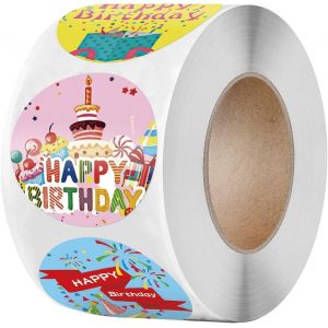 Joyeux Anniversaire Stickers Autocollants Anniversaire Étiquettes Rondes En Papier Pour La Décoration De Fête D'anniversaire De Noël 500 Pièces - Neuf
