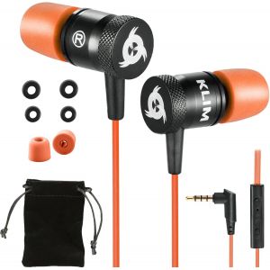 Fusion Ecouteurs Haute Qualité Audio - Durables + Garantis 5 Ans - Innovant - Ecouteur Intra-auriculaire avec Mousse à Mémoire de Forme et Microphone - Prise Jack 3,5mm - Version - Orange - Neuf