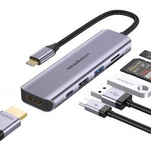 Hub Usb C - 6 En 1 Adaptateur Usb C Avec Hdmi 4K@30Hz, Port Pd 100W, Usb3.0 Transfert De Données Rapide, Lecteur De Carte Sd/Tf, Pour Macbook Et Autres Appareils De Type C[Z1076] - Neuf