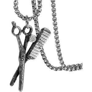 Kal-Collier Pour Homme Avec Pendentif Ciseaux Peigne Football Microphone Collier En Acier Inoxydable Collier Bijoux Pour Hommes Gar&ccedil;ons, Zircone Cubique, Zircone Cubique - Neuf
