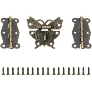 Serrure &agrave; Boucle Papillon Loquet et 2 pi&egrave;ces Charni&egrave;res Papillon et Vis - Neuf