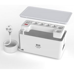 Multiprise Cach&eacute;e avec Cable 2M + 1050J Parafoudre et Surtension, Boite Rangement Cable et Multiprise, 6 Prise Multiple USB avec 3 USB-A+1 USB-C(15W), Boite Multi Prise Rangement, Blanc - Neuf