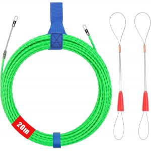 Aiguille Electricien,20M Tire Fils Electrique 4 mm Diamètre Aiguille Tire Fil,Aiguille Electricien Rigide avec 2 Tête Flexible de Guidage,Aiguille Passe Cable,Enfileur Fils électrique - Neuf