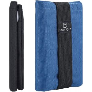 nzqaf-Portefeuille Homme pour 12 Porte Carte Bancaire et Billet - Ultra Mince Porte Feuille Slim en Tissu Nylon - RFID Blocage Porte Carte Bancaire Anti Piratage - Bande Élastique - Neuf