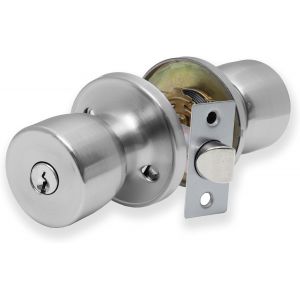 Tulip Passage Knob &iquest; Poign&eacute;e de Porte Ronde Am&eacute;ricaine avec Serrure Simple &iquest; Bouton de Poign&eacute;e Rotatif pour Portes Int&eacute;rieures en Bois &iquest; Finition Noir Mat&iquest; Kit Complet - Neuf