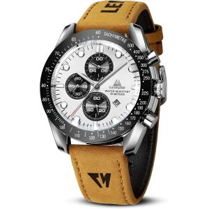 Montre Homme Montres Analogiques À Quartz Pour Hommes Montres-Bracelets Pour Hommes,Étanches À 30 M Montres D'affaires À La Mode Montre En Cuir.[J94] - Neuf