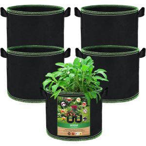 Sacs De Plantation,Lot De 5 Sac &Agrave; Plantes 20l,Sacs De Culture En Non Tiss&eacute; Pots Avec Poign&eacute;es,Sac Pots De Fleurs Respirants Pour Plantes L&eacute;gumes Fleurs- 5 Gallons - Neuf