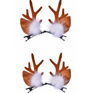 2pcs De No&euml;l Renne Bandeau Mignon Oreilles Poils De Cerf - Neuf