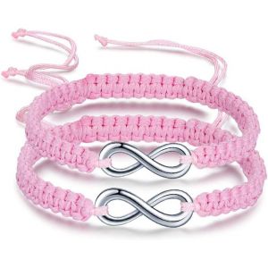 Eryi-Bracelet Tressé En Acier Inoxydable Avec Symbole De L'infini Pour Femme Et Fille, Chaîne Réglable 17-28cm, Cadeau De Noël Ou D'anniversaire (Deux Bracelets) - Neuf