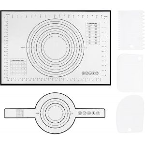AYUHR-Tapis à pâtisserie en silicone antidérapant Extra Large avec Tapis à Pain et 3 Grattoirs, Tapis Silicone Patisserie pour Four, Étaler la Pâte, Macaron, Biscuit (60 × 40 cm) - Neuf