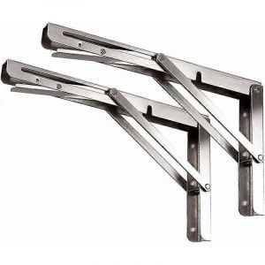 Support pliant 300mmSupport de console pliant en acier inoxydableSupport d'étagère murale2 pièces avec vis de fixation - Neuf