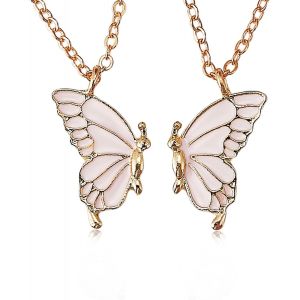 Kal-Collier D'amitié Pour 2 Best Friend Pendentif Separable Detachable Papillon Acier Inoxydable Bijoux Pour Femmes Filles Couple - Neuf