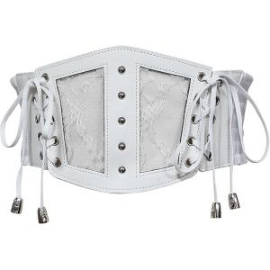 Ceinture Corset Pour Femme - S (Blanc) Corset En Cuir À Lacets Ceinture Élastique Rétro - Neuf