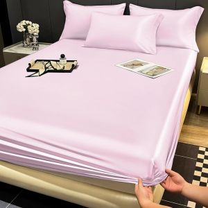 Drap Housse 180x200cm Satin Rose Microfibre Drap De Lit Respirant Soyeux Brillant Housse De Matelas Hypoallergénique Sans Repassage Ourlet Élastique Solide Convient Aux Matelas À Moins De 30 - Neuf
