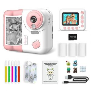 Appareil photo instantane pour enfants, 1080p, ecran 2,4 pouces, impression thermique, 3-12 ans, rose - Neuf