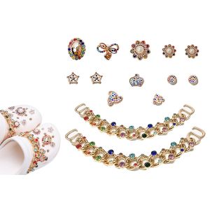 14 Breloques Pour Chaussures Femmes Et Filles, Kit De D&eacute;coration De Chaussures &Agrave; Faire Soi-M&ecirc;me Avec Cha&icirc;nes, Breloques En Plastique Multicolores - Neuf