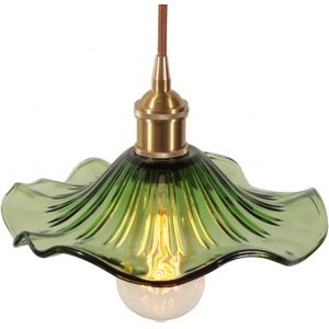 Subzonal-Suspension Luminaires En Verre Int&eacute;rieure Moderne Verte Fleurs Lampe Suspendue Vintage Laiton Dor&eacute; Lustre Plafonniers Pour Cuisine Cuisine Salon Chambre - Neuf