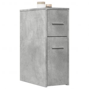 Armoire De Salle De Bain Étroite Avec Roulettes Gris Béton - Neuf