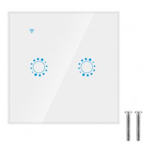 Panneau de commutation tactile sans fil intelligent Wi-Fi 1/2 Gang, norme UE, telecommande par application (blanc) - Neuf