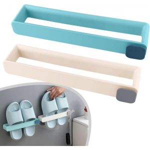 (Ivoire et Bleu Ciel) 2PCS Mural Suspendu Chaussure Rack Auto-Adhésif Chaussure Titulaire Simple et Pratique Multi-Fonction de la Pendaison Chaussure Étagère Murale Chaussures Orgue - Neuf