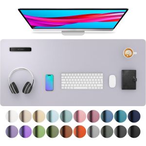 Sous-Main, Tapis De Souris, Tapis De Bureau,Buvard De Bureau En Cuir Pu Antidérapant,Tapis De Bureau Pour Ordinateur Portable Pour Le Bureau Et La Maiso (60X35Cm,Noir) - Neuf