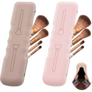 Ventes promotionnelles 2Pack Porte-pinceaux de maquillage,&Eacute;tui de pinceau de maquillage en silicone Sac de voyage Doux Mignon Portable Pinceaux Cosm&eacute;tiques Porte-Pinceaux,Maquillage Imperm&eacute;able Brushe - Neuf