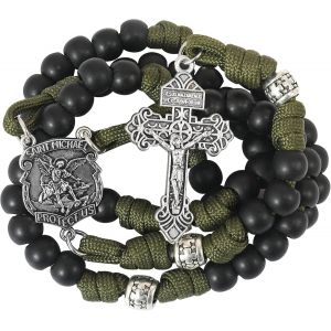 Trahoo-Store Chapelet En Paracorde Saint-Michel, Collier Chapelet Robuste, Cordon Solide, Crucifix Du Pardon Catholique - Neuf