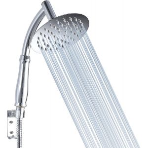 JGD-Pommeau de Douche &agrave; Effet Pluie Avec Bras de Douche &agrave; Main, Pommeaux de Douche Haute Pression en Acier Inoxydable, Pommeau de Douche Avec Bras d'extension et Kits de Support - Neuf
