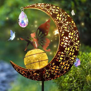 Lampes Solaires De Jardin, , Lampe Solaire Lune, Led Boule De Verre, &Eacute;tanche, Chemin Pelouse, Patio, Balcon, Cour - Neuf